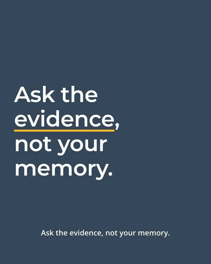 Film poster: Ask the evidence, not your memory.