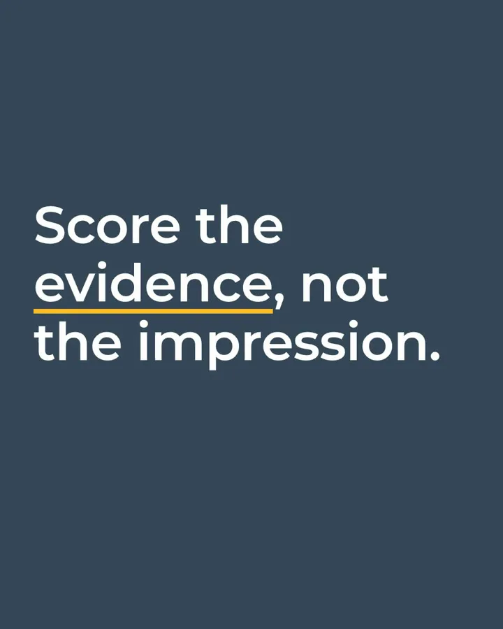 Film poster: Score the evidence, not the impression.